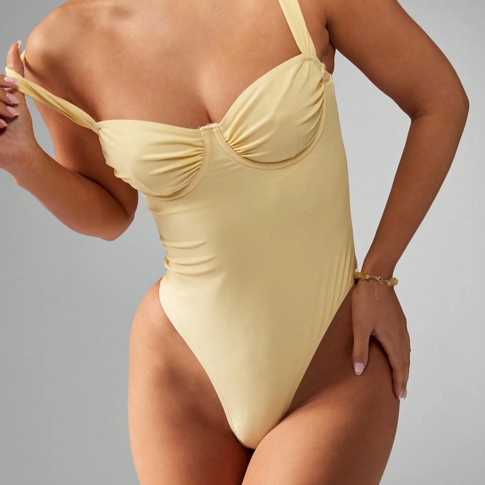 Missguided Yellow One-Piece Swimsuit